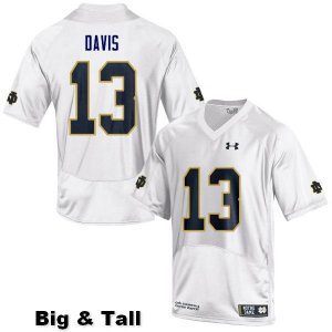 Notre Dame Fighting Irish Men's Avery Davis #13 White Under Armour Authentic Stitched Big & Tall College NCAA Football Jersey FIK7599QR